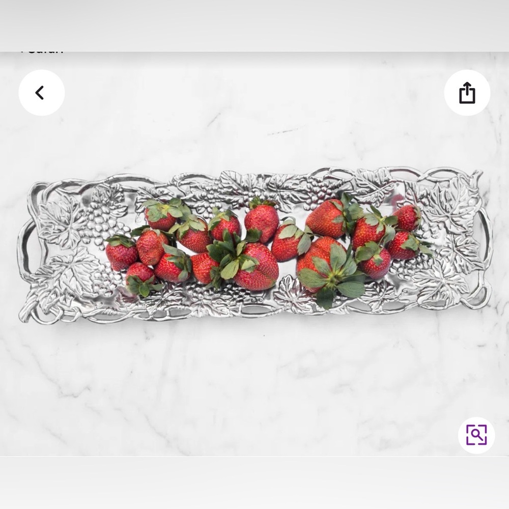 Arthur Court Grape Collection 19” Silver Tray